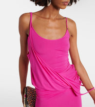 The Attico Draped asymmetric jersey midi dress