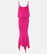 The Attico Draped asymmetric jersey midi dress