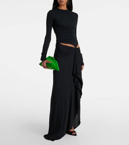 The Attico Draped cutout semi-sheer maxi dress