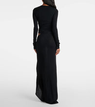 The Attico Draped cutout semi-sheer maxi dress