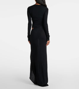 The Attico Draped cutout semi-sheer maxi dress