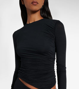 The Attico Draped cutout semi-sheer maxi dress