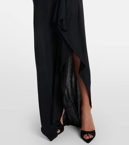 The Attico Draped cutout semi-sheer maxi dress