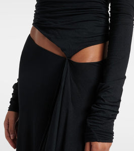 The Attico Draped cutout semi-sheer maxi dress