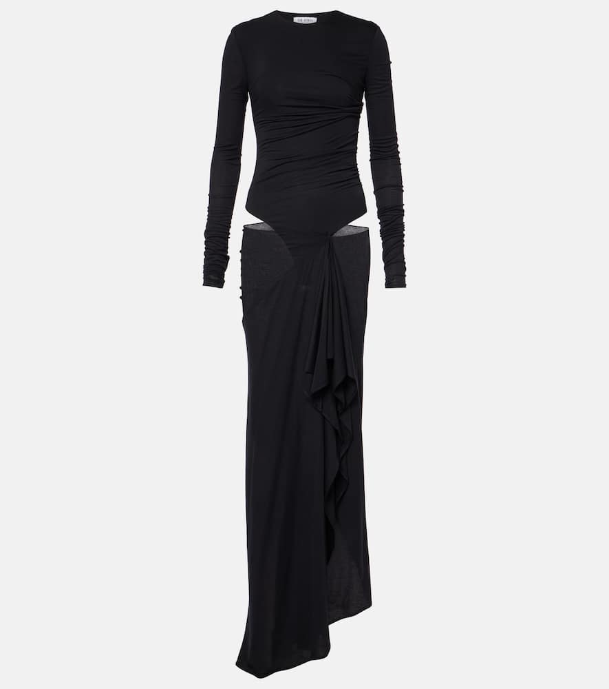 The Attico Draped cutout semi-sheer maxi dress