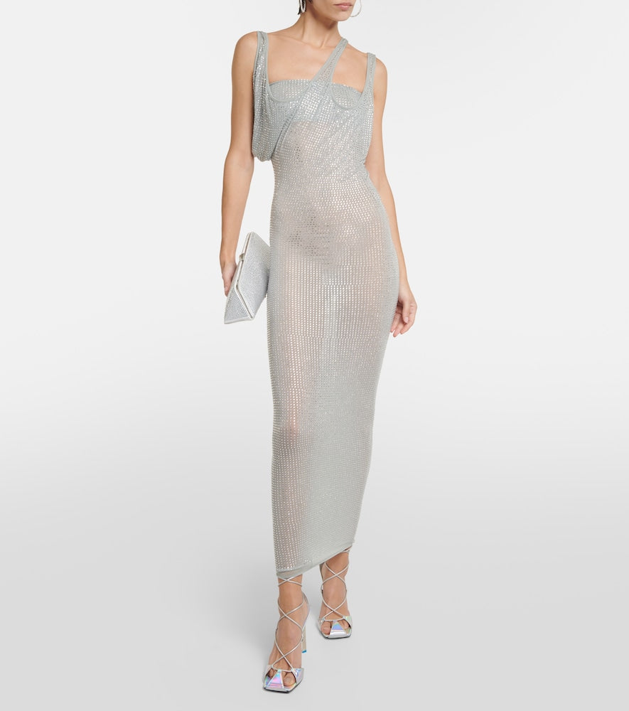 The Attico Embellished jersey midi dress