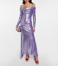 The Attico Fanny sequined off-shoulder gown