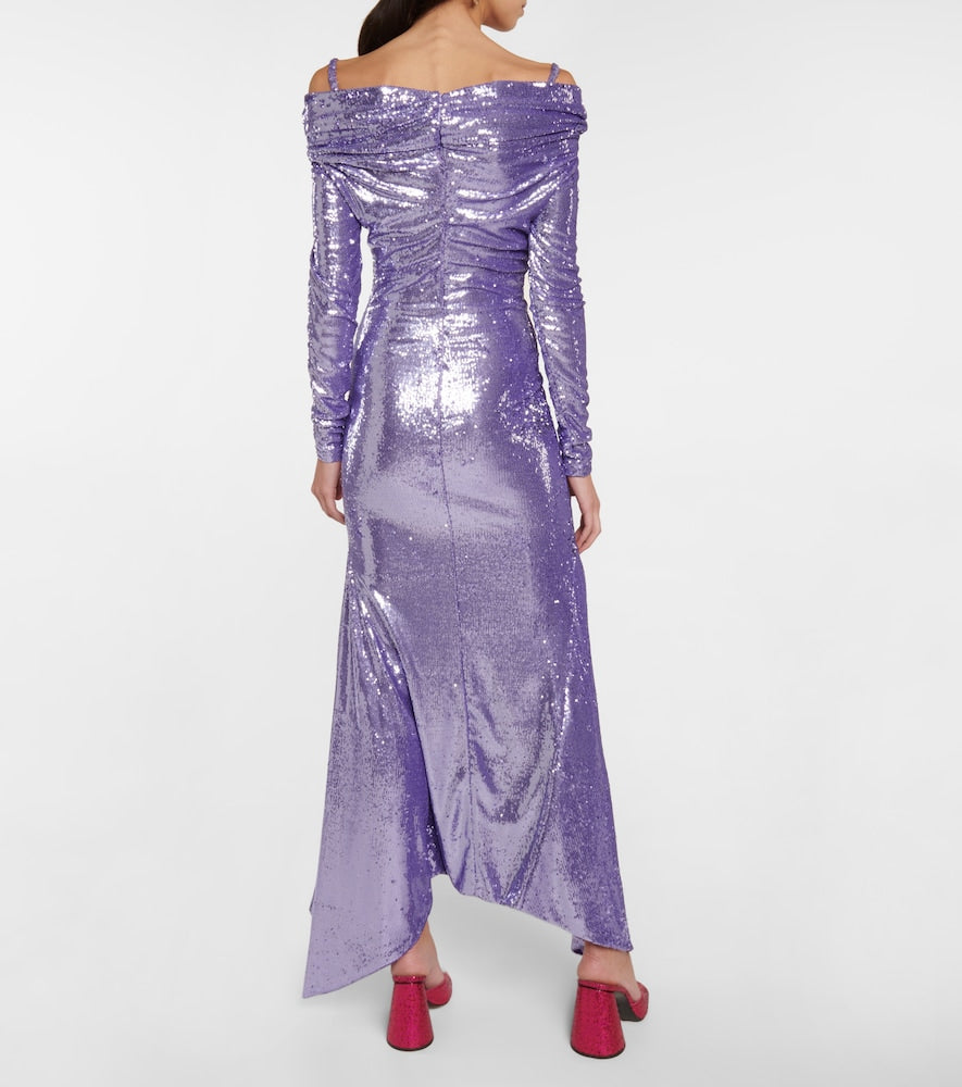 The Attico Fanny sequined off-shoulder gown