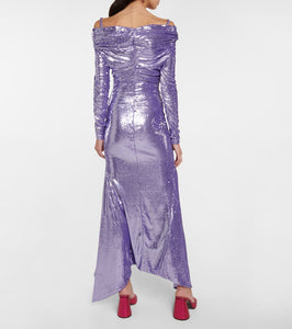 The Attico Fanny sequined off-shoulder gown