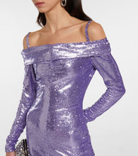 The Attico Fanny sequined off-shoulder gown