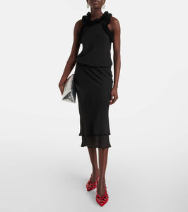 The Attico Faux fur-trimmed midi dress