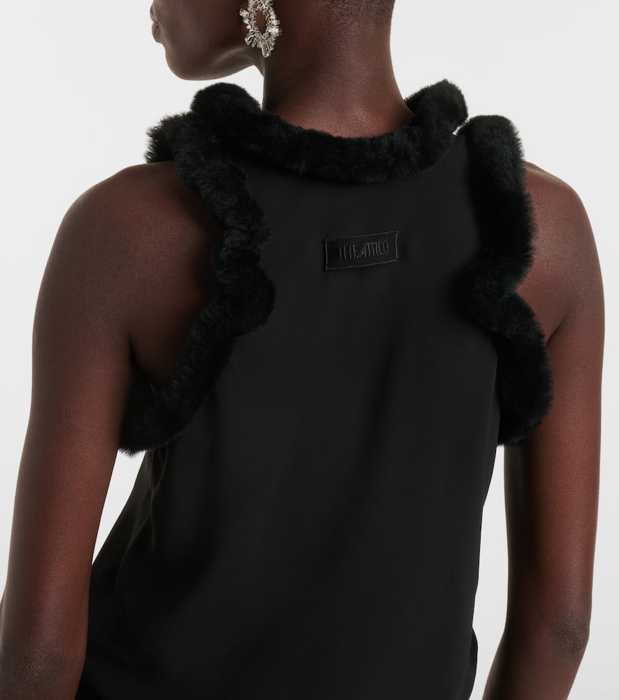 The Attico Faux fur-trimmed midi dress