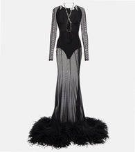 The Attico Feather-trimmed cutout gown