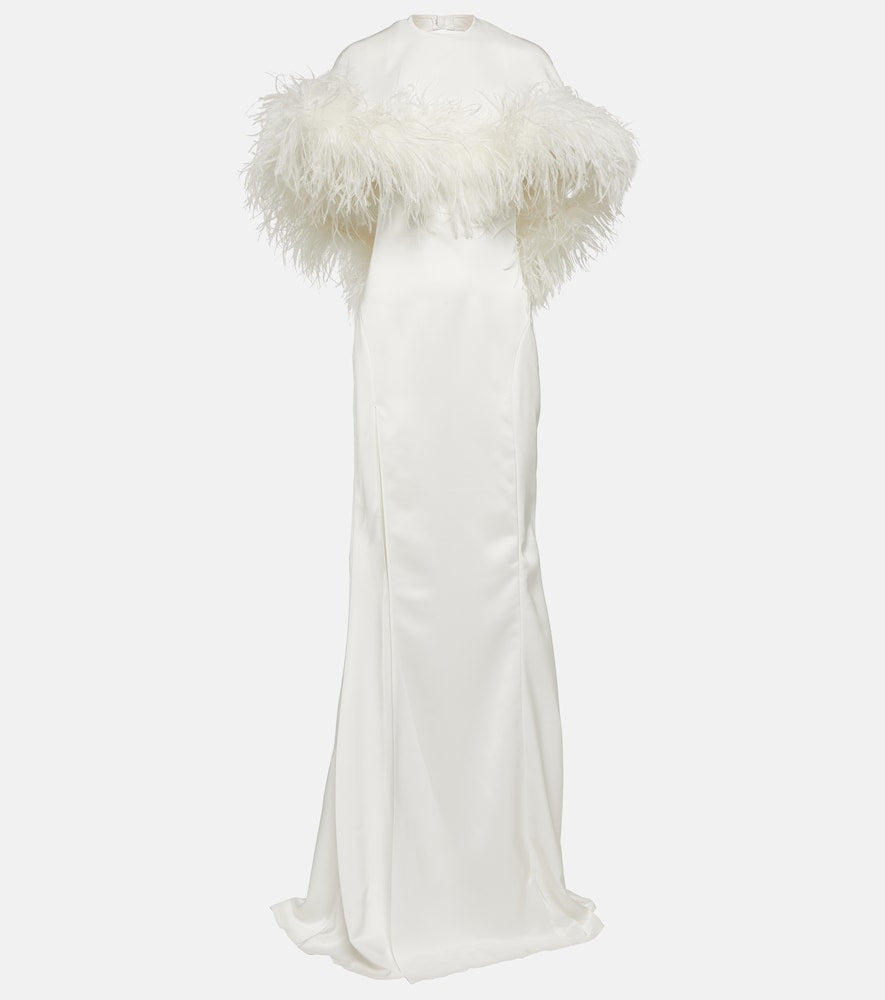 The Attico Feather-trimmed gown. Attico羽毛装饰礼服