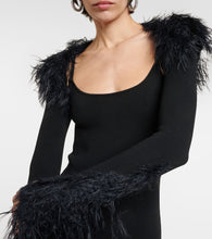 The Attico Feather-trimmed jersey midi dress