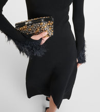 The Attico Feather-trimmed jersey midi dress