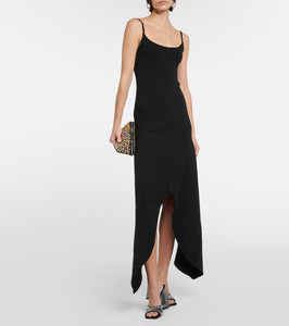 The Attico Feather-trimmed jersey midi dress