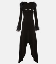 The Attico Feather-trimmed jersey midi dress