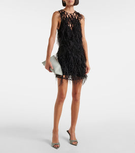 The Attico Feather-trimmed minidress