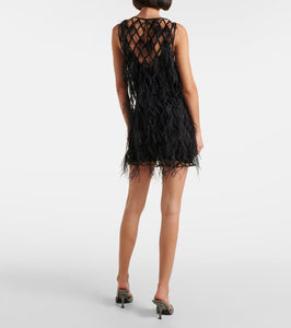 The Attico Feather-trimmed minidress