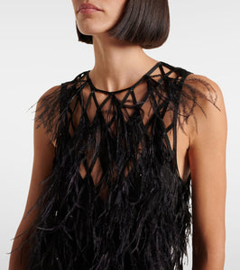The Attico Feather-trimmed minidress