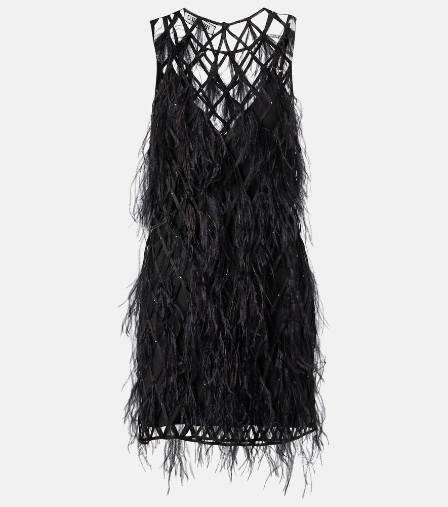 The Attico Feather-trimmed minidress. Attico羽毛装饰迷你连衣裙