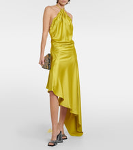 The Attico Feather-trimmed satin gown