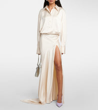 The Attico Feather-trimmed satin gown