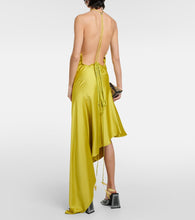 The Attico Feather-trimmed satin gown
