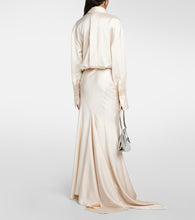 The Attico Feather-trimmed satin gown