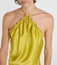 The Attico Feather-trimmed satin gown