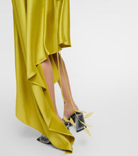 The Attico Feather-trimmed satin gown