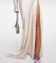 The Attico Feather-trimmed satin gown