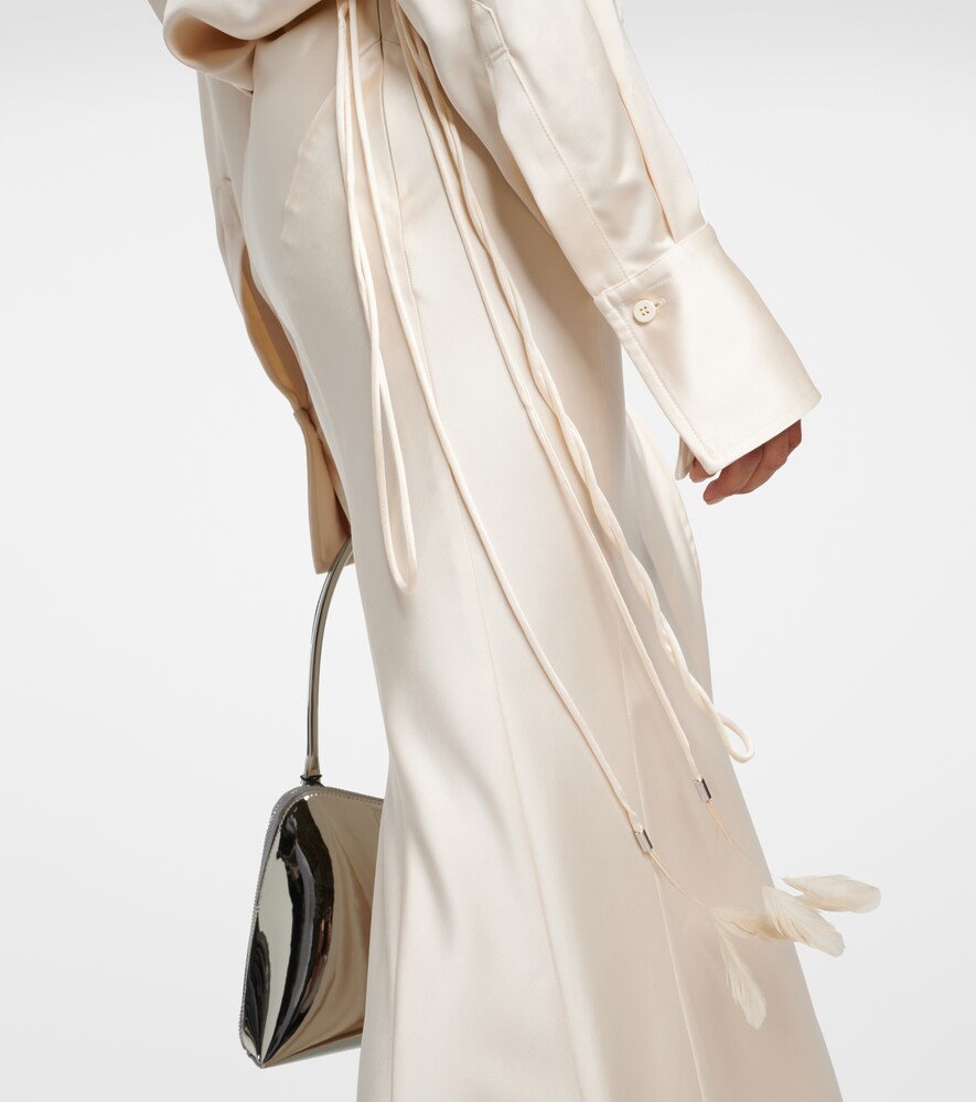 The Attico Feather-trimmed satin gown