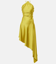 The Attico Feather-trimmed satin gown. Attico羽毛饰边缎面礼服