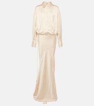 The Attico Feather-trimmed satin gown. Attico羽毛饰边缎面礼服