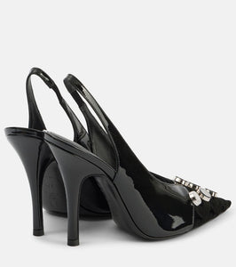 The Attico Fiona 105 patent leather slingback pumps