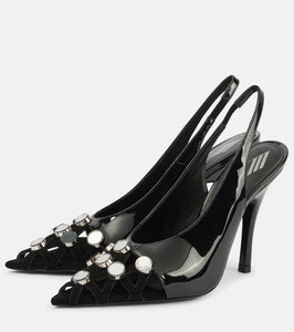 The Attico Fiona 105 patent leather slingback pumps