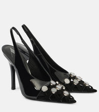 The Attico Fiona 105 patent leather slingback pumps