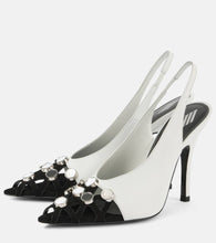 The Attico Fiona embellished leather slingback pumps