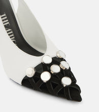 The Attico Fiona embellished leather slingback pumps