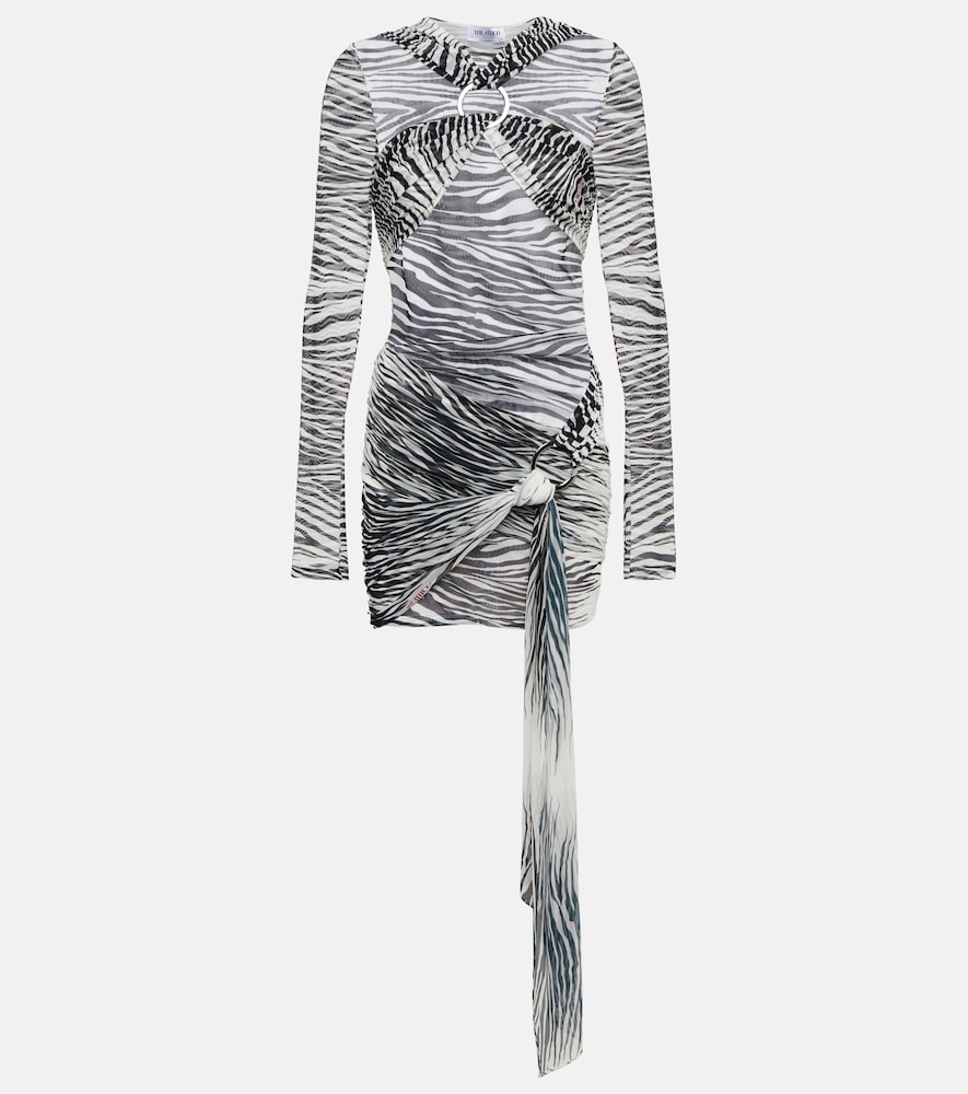 The Attico Fran zebra-print tulle minidress. Attico Fran 斑马纹薄纱迷你连衣裙
