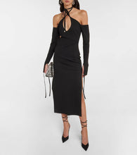 The Attico Greta off-shoulder halterneck dress