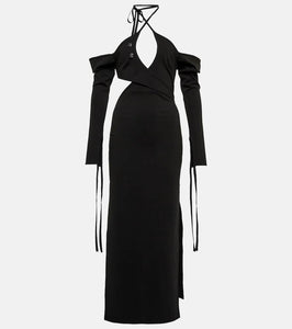 The Attico Greta off-shoulder halterneck dress
