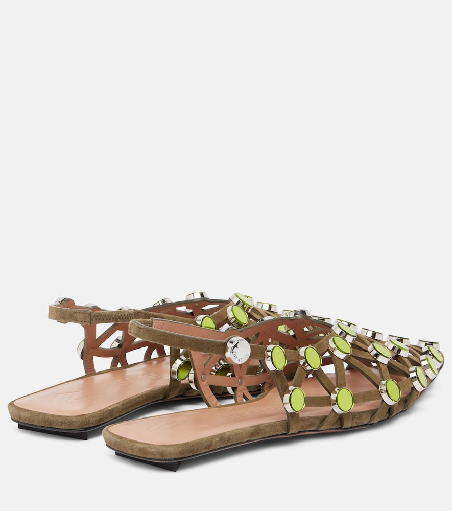 The Attico Grid embellished ballet flats