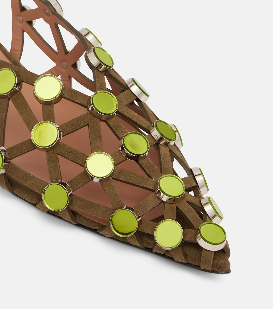 The Attico Grid embellished ballet flats