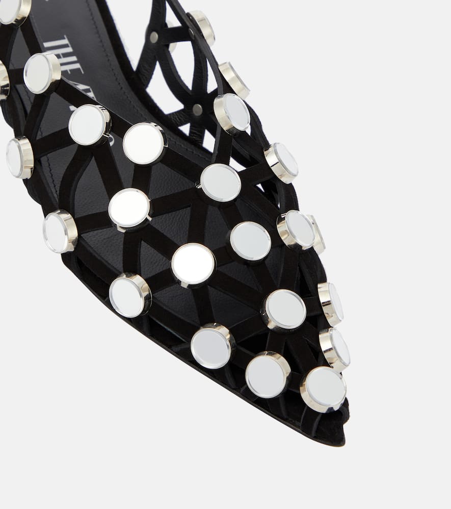 The Attico Grid embellished suede ballet flats