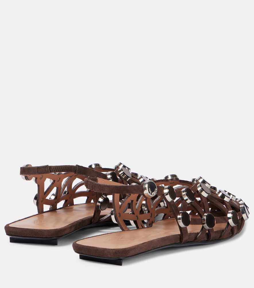 The Attico Grid embellished suede slingback flats