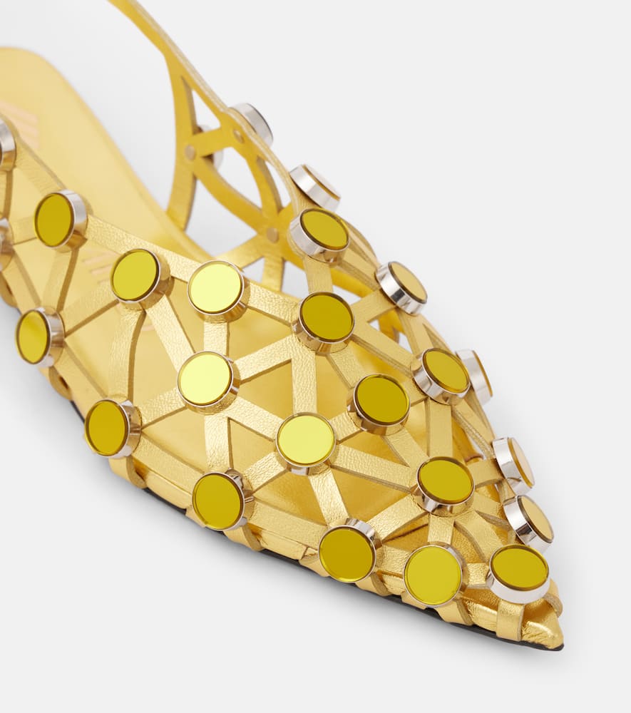 The Attico Grid metallic leather slingback flats