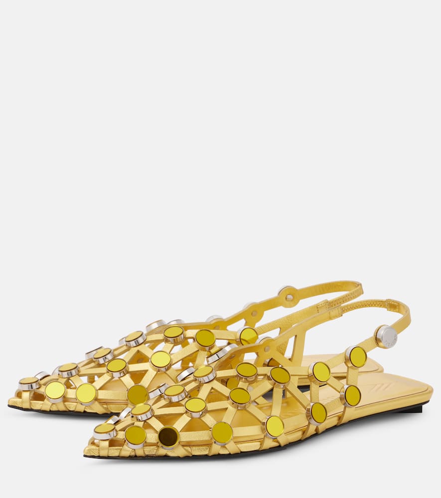 The Attico Grid metallic leather slingback flats